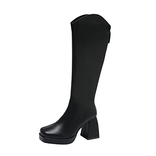 Dasongff Botas de mujer altas baratas – Botas de invierno para señora Pies muy Sensible Botas Altas para Mujer Botas Largas Sexy Gruesas Botas Moto Chelsea Botas Mujer Marrón Botines Tacón Cuadrado,