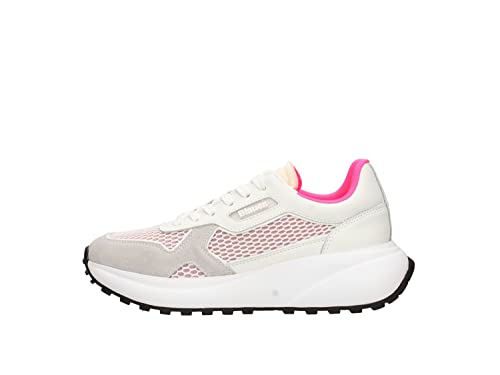 Blauer. USA S2DAISY02/MES - Zapatillas de mujer de piel y tela con detalles fucsia, fondo de goma 4,50 cm, Color blanco., 37 EU