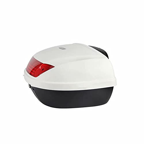 HGTRH Baul Moto con Respaldo, Cofre Moto Universal, Maletas Moto Custom de Quita y Pon, 58 x 43 x 32 cm - Blanco, 52 Litro para 2 Cascos Portacascos, Top Case de Motocicleta y Scooter