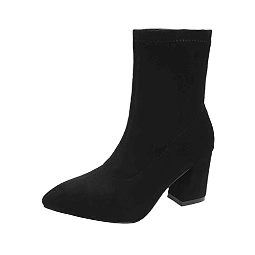 Dasongff Botines Mujer Tacón Cuña - Botas Planas Negras Botas Motardas Botas Flexibles Mujeres Botas Tacón Plano Botas Plataforma Gótico Botas Chelsea Beige, Noir, 40 EU