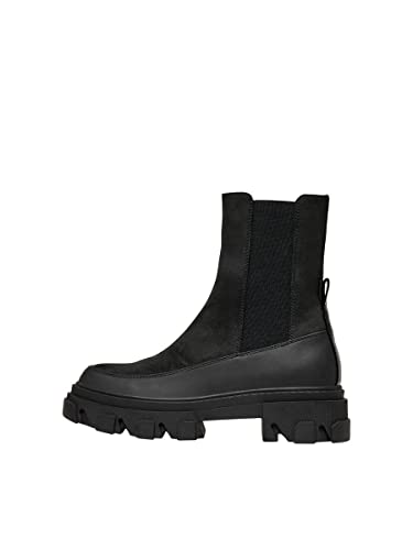 ONLY ONLTOLA-1 Nubuck PU Chunky Boot-Noos, Botas Cortas al Tobillo Mujer, Negro, 40 EU