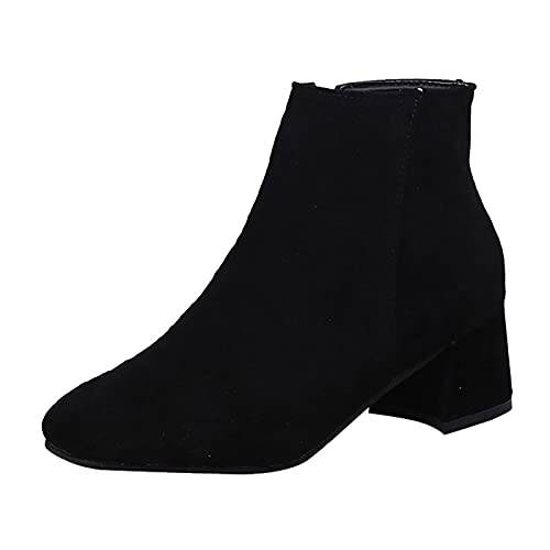 TEELONG - Botas de tobillo para mujer, planas, vaqueras, a la moda, con plataforma para mujer, zapatos para mujer, botas para mujer, C Negro, 38 EU