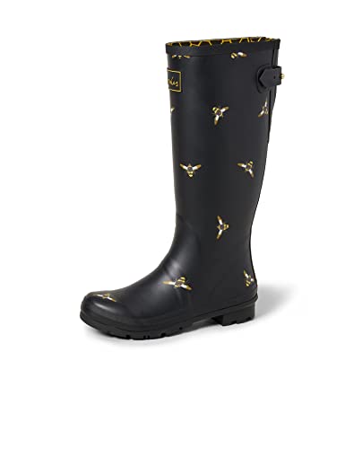 Joules Welly Print, Botas Mujer, Black Metallic Bees, 38 EU