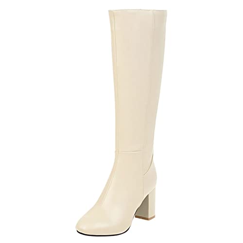 Dasongff Botas altas para mujer – Botas largas sexy botas altas hasta la rodilla sexy de alta plataforma botas indias mujer bota suave botas baratas para mujer tobillo zapatillas de invierno, beige,