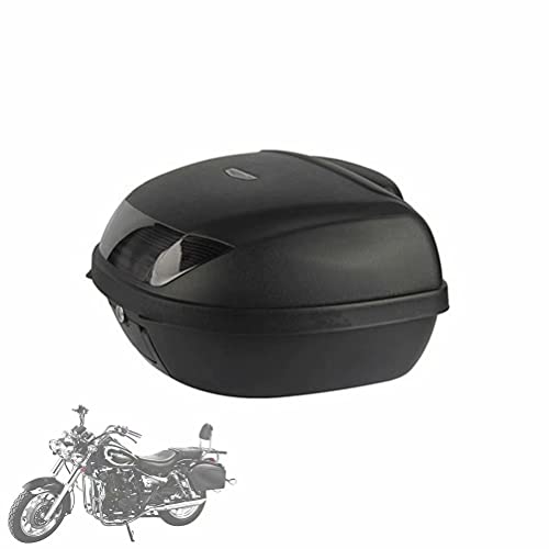 HGTRH Baul Moto Custom 2 Cascos, Baúl Moto 52 litros, Maleta Moto con Respaldo, 58 x 43 x 32 cm Respaldo de Maletas para Moto, Baul Moto Negro con Dos Llaves Accesorios