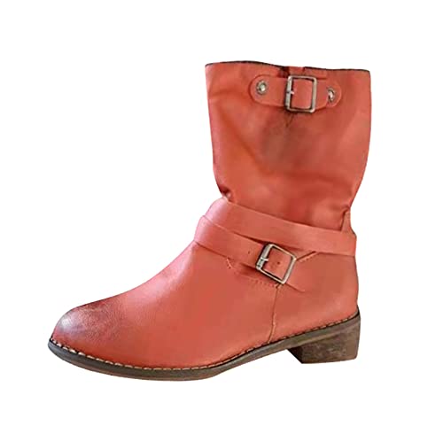 Dasongff Botas cortas romanas para mujer con tacones cuadrados, botas planas para mujer, con cordones, botas de moto, cruz y botas para mujer, botas de plataforma gótica, botas baratas, Brun, 37 EU