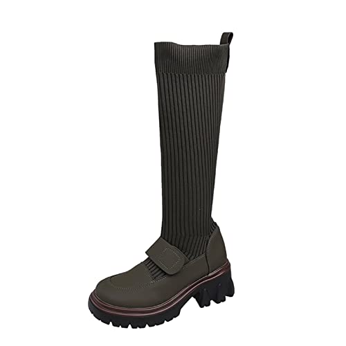 Dasongff Botas de mujer altas baratas – Botas largas para mujer hasta la rodilla sexy de alta plataforma, botas de mujer alta bota guardabosques botas baratas para mujer tobillo zapatillas de