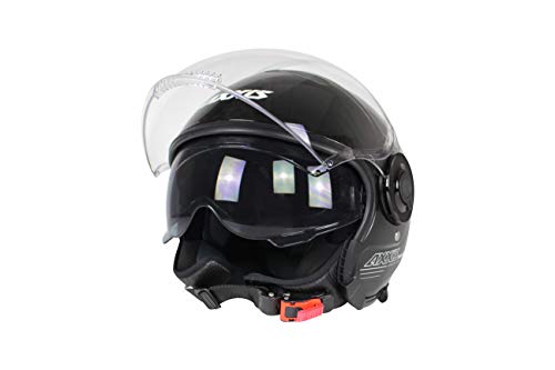 AXXIS Casco Moto Jet of 509 Raven SV Solid A1 Negro Brillo Talla S con Pantalla Solar HOMOLOGADO