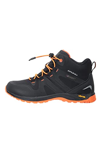 Mountain Warehouse Botas de montaña Softshell Vibram para niños - Ajuste rápido de Cordones, lengüeta y Tobillo Acolchados, Forro de Malla - para Senderismo, excursiones Negro 30.5