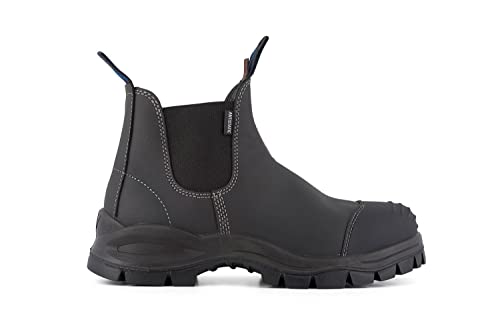 Blundstone Botas Chelsea de cuero negro 910 con puntera de acero, botas de seguridad duraderas al tobillo, Black, 39 EU