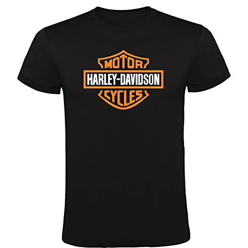 Camiseta Negra con Logotipo de Harley Davidson Logo Hombre 100% Algodón Tallas S M L XL XXL Mangas Cortas (as4, Alpha, x_l, Regular, Regular, XL)