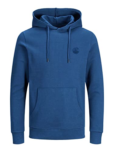 Jack & Jones Jjebasic Logo Sweat Hood Noos Sudadera con Capucha para Hombre, Blau (Bright Cobalt/Logo: Navy Blazer), XXL