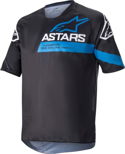 Alpinestars Camiseta Racer Jersey, Negro y Azul, S para Hombre