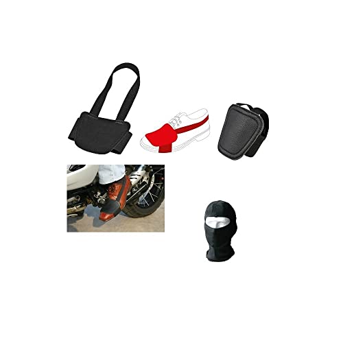 Compatible con BMW R 1200 GS Adventure 2006-2009 Schwarzer SCHUHSCHUTZ FÜR MOTORRÄDER AUS Naturleder MIT FERSENBAND UND ELASTISCHER SOHLE + Gratis Geschenk