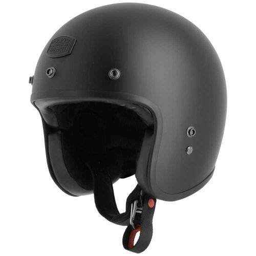 Astone Helmets - Casque jet Bellair - Casque de moto jet homologué - Casque jet vintage look rétro - Casque de scooter en fibre de verre - matt black M