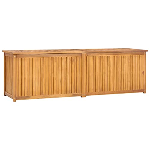 Gecheer Baúl de Jardín Caja de Almacenaje de Jardín Baúl de Almacenaje para Jardín Arcón Exterior con Tapa Madera Maciza de Teca 175x50x53 cm