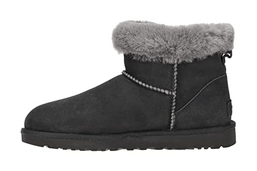 UGG Botas de invierno para mujer Classic Mini Heritage Fluff, Negro , 38 EU