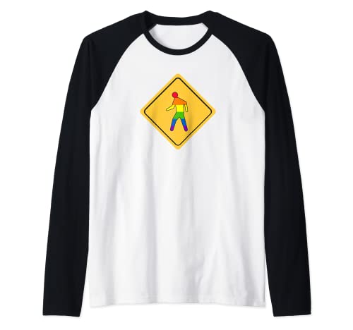 Gay orgulloso peatonal cruce LGBTQ bandera del arco iris Camiseta Manga Raglan