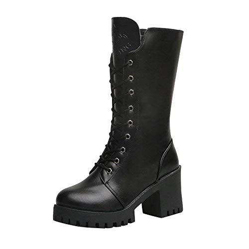 2022 Mujer Botas altas Plataforma cuña Zapato Señoras Nieve Botas Mujer Tacón alto Casual Botas Cortas Tobillo de Cuero PU punk gotico Invierno Cálidas Antideslizante cordón moto Botas