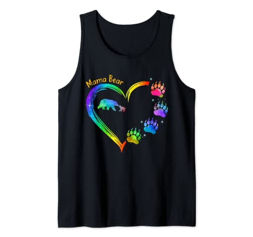 Ma-ma Bear Hearpaw Arco iris Camiseta sin Mangas