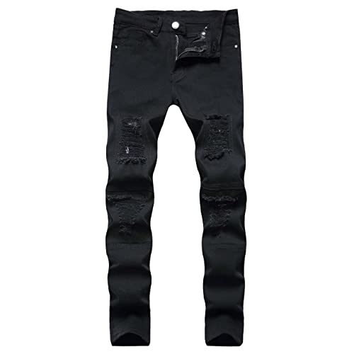 BAIXIAOCHI Pantalones Vaqueros De OtoñO para Hombre Pantalones Ajustados con Cremallera Recta para Hombre Pantalones para Hombre