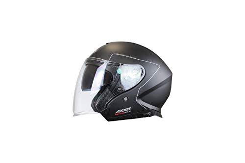 AXXIS Casco Moto Jet con Gafa Solar OF504SV Mirage SV Solid A1 Negro Mate Talla L (59-60 CMS) HOMOLOGADO