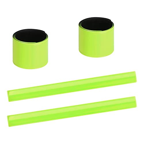 URAQT Bandas Reflectoras, 4PCS Brazalete Reflectante Altamente Reflexivo, Bandas de Muñeca/Tobillo, Blanco Banda de Seguridad Reflectantes a Presión, Bandas de Neón para Running, Ciclismo, Niños