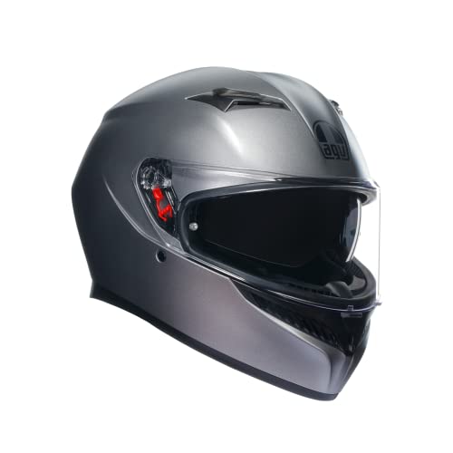 AGV K3 ECE 22-06 Mono, Casco Moto Integral ECE 22-06 con Pantalla Parasol, Rodio Gris Mate, M