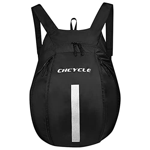 Zhihui Mochila impermeable para cascos de motocicleta, bolsa de almacenamiento ligera de gran capacidad, mochila duradera para bicicleta, moto, senderismo, Negro