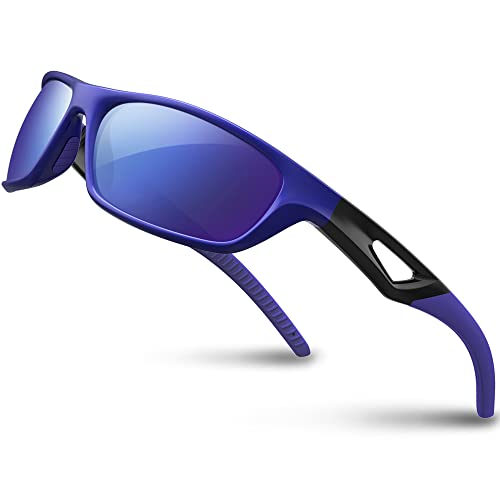 RIVBOS Gafas de Sol Hombre Gafas de Sol Mujer Gafas de Ciclismo Polarizadas Protección UV400 Al Aire libre Correr Conducir Pesca Golf Viajes TR90 Marco ultraligero irrompible RB831