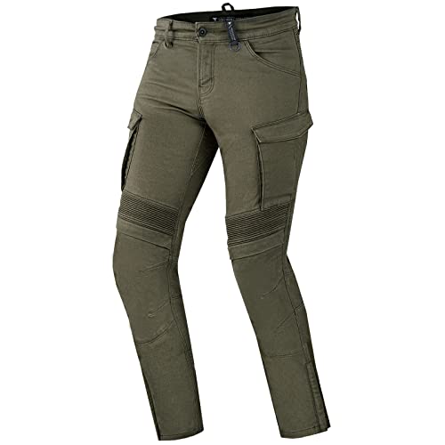 Shima Giro 2.0 Pantalon Moto Hombre - Pantalones DuraQL Regular Fit Elásticos de Carga Hombre con Prottecion CE de Rodilla y Cadera, DuraQL, Bolsillos Laterales (Caqui, 36 Long)