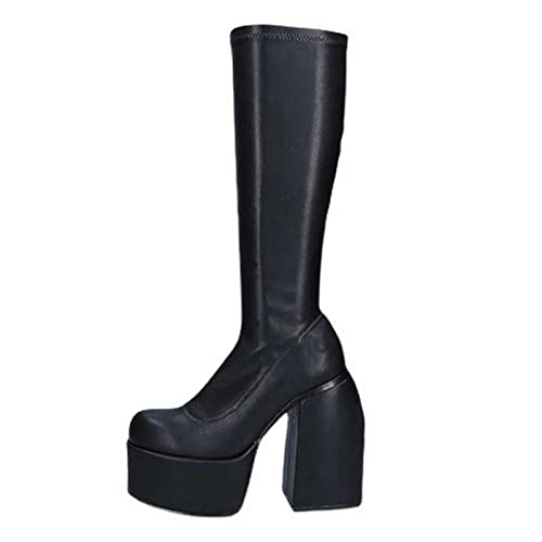 2022 Botas Mujer Clasicas Adulto Ankle Boot Punk gótico Botín de Piel Botas de Cuero altas Botas con plataforma de tacon alto Martin Plataforma Zapatos de Vestir de moto Talla grande