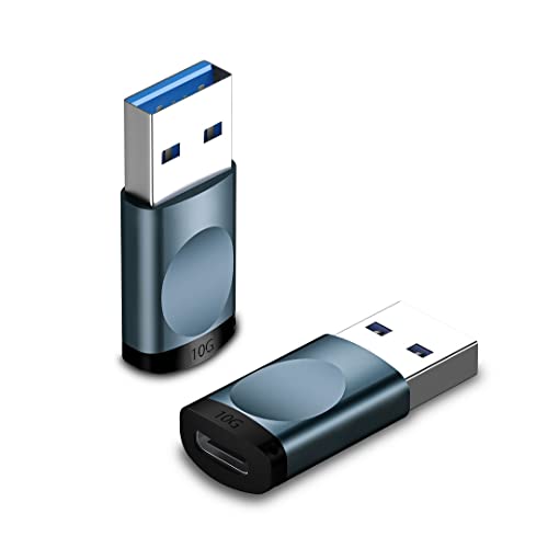 [10Gbps] Adaptador USB3.1 GEN2 Macho a Tipo-C Hembra 2Pack, Adaptador TypeC 3.1 a USB soporta carga, transferencia de datos y escuchar música, se adapta a PC, portátil, cargador, banco de energía,etc.