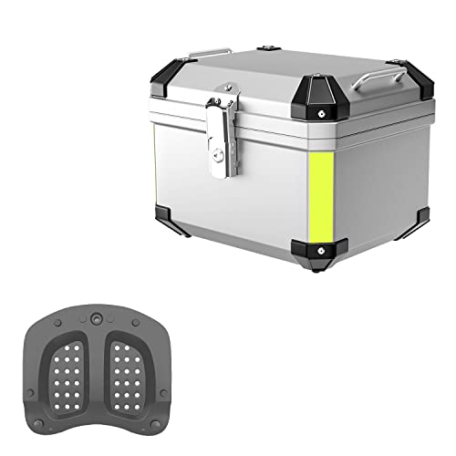 Baúl De Moto Maletero, 57L 45L Capacidad, Caja De Moto Baúl De Almacenamiento Puede Contener 2 Cascos Impermeable Multiusos Bolsa De Motocicleta (Color : Plata, Size : 45L)