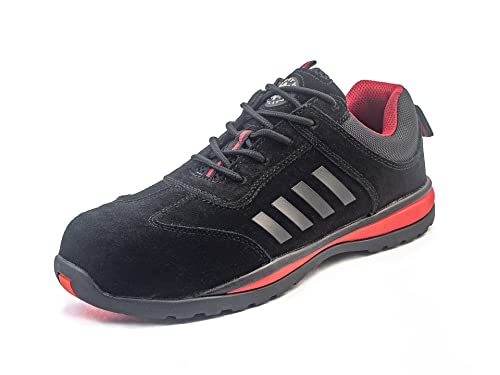 Security Line Kiwi Hombres Zapatos de Seguridad Cómodas Trabajo Zapatos Composute Puntera de Seguridad sin Metal Ligera S1P Ci SRC Transpirables Anti-Deslizante Trabajar Calzado, Negro, 47 EU