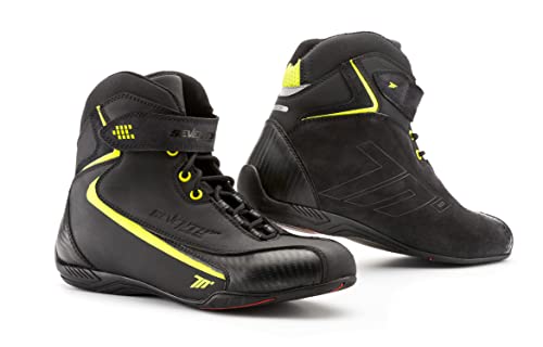 BOTAS DE MOTO DE LA MARCA SEVENTY DEGREESSD-BC6 URBAN UNISEX NEGRA/AMARILLO FLUOR 37