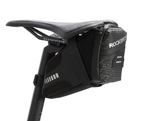 ROCKBROS Bolsa para Sillín de Bicicleta, Alforja bajo Asiento Portaherramientas para MTB Bicicleta de Carretera Negro