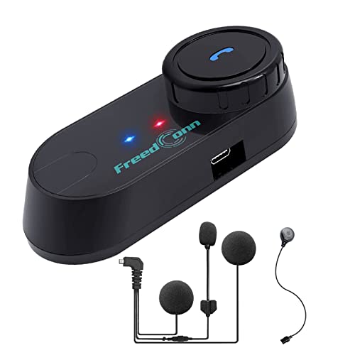 FreedConn T-COMVB Auriculares Intercomunicador Moto Bluetooth para Motocicletas,Intercom Casco Moto para 2-3 Motoristas, Sistema Comunicación con Compartir Música, Auriculares para Motocicleta