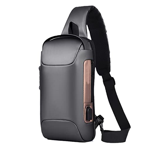 BOWTONG Bolsa de hombro antirrobo con carga USB, bolsa cruzada para hombre y mujer, mochila para motocicleta, bolsa de pecho y hombro