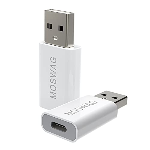 MOSWAG Adaptador USB C a USB [2Pack] USB-C Hembra a Tipo A USB Macho Adaptador Carga Rápida Compatible Apple mag Safe Watch Phone 13 12 Mini Pro MAX, MacBook, iPad, Galaxy Note, Google Pixel 5 4 3XL