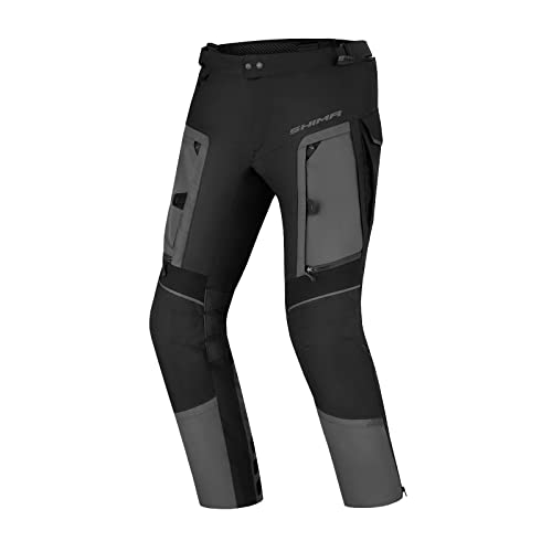 SHIMA HERO 2.0 Pantalon Moto Hombre - Toda Estaciones Pantalones Moto Touring Cargo de Cordura Textil Hombres con Membrana Impemeable, Capa Calefactora, Prottecion CE de Rodilla (Gris, 5XL)