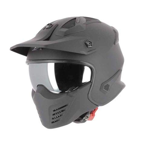 Astone Helmets - Elektron - Casque de moto jet - Casque jet 4 en 1 - Casque jet homologué - Coque en polycarbonate - Matt black XL