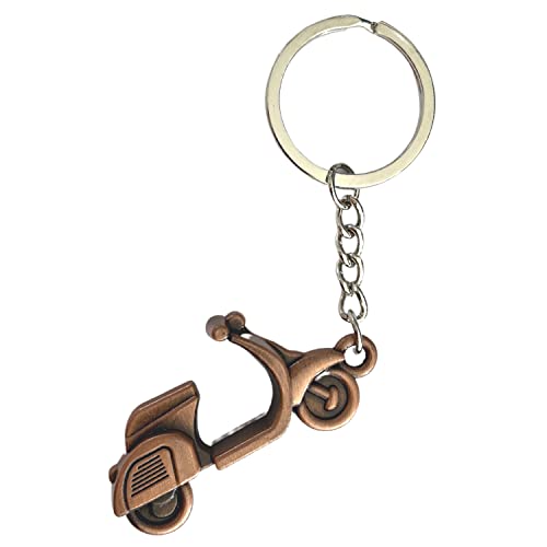 AUTOZOCO Llavero Metálico en forma de Moto Vespa, Llavero con Diseño de Motocicleta Vespa 3D, Llavero Motero, Llavero Colgante Vespa, Regalo Llavero, Llavero Souvenir, Metálico, Tonalidad Bronce