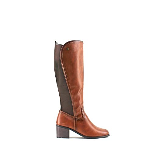 MODELISA - Bota Alta Con Tacón Bajo Invierno Cremallera Mujer (Camel, numeric_36)