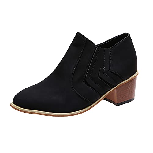 TEELONG - Botas cortas para mujer, zapatos bajos, con cremallera, estilo casual, con corte en el talón, sandalias para mujer, B Negro, 38 EU