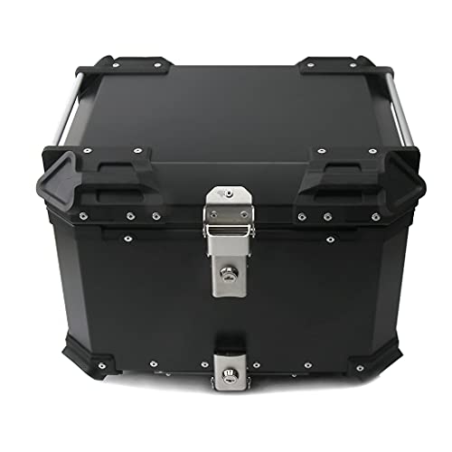 BigKing Caja de la Cola de la Motocicleta, Estuche Superior Universal de la Caja de Almacenamiento de la aleación de Aluminio del CNC Profesional (Negro, 55L)