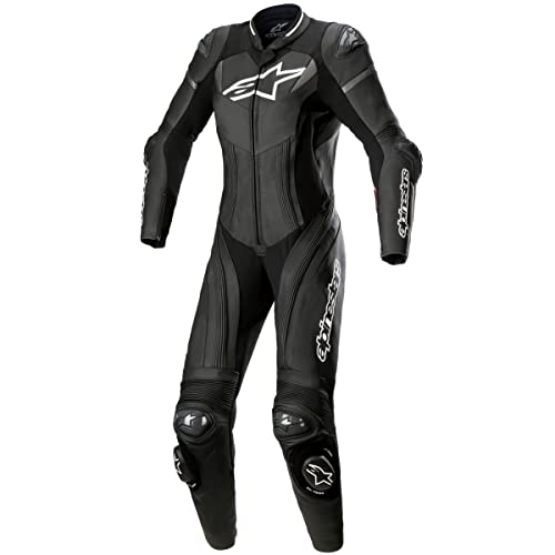 Alpinestars Stella GP Plus - Traje de piel para mujer, color negro, blanco y gris metalizado, 1 pieza, color negro, Negro , 46