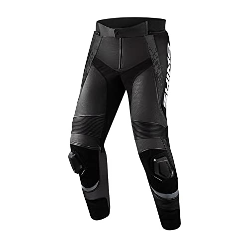 Shima STR 2.0 Motorcycle Pants - Cuero, Pantalones Deportivos con Protectores de Caderas y Rodillas, Deslizadores de Rodilla, Cuero Perforada, para Traje de 2 Piezas (Negro, 50)