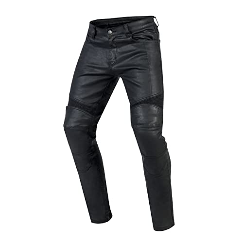 OZONE MOTO Rusty Jeans de Moto para Hombre Inserciones de fibra de aramida Dupont Kevlar Protectores de rodilla ajustables Inserciones elásticas Corte cónico