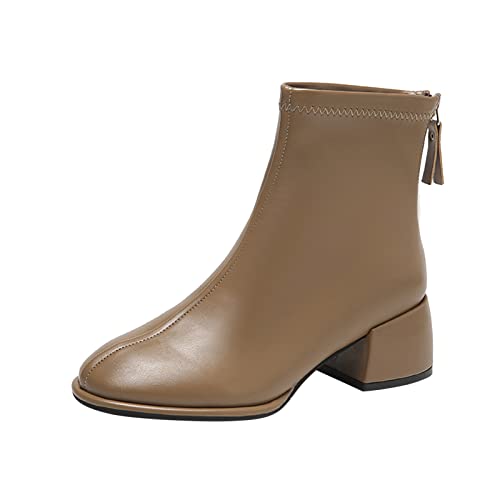 Dasongff Botines Plataforma Mujer - Bota Moto Biker Botas Planas Mujer Ante Botas Rangers Mujeres Botas Tacón Plano Botas Plataforma Punk Chelsea Boots Mujer Beige, Kaki, 38 EU